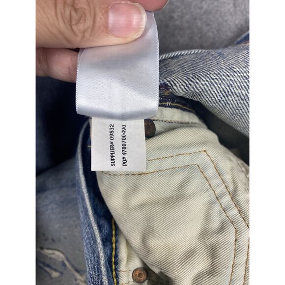 Polo Ralph Lauren Jeans Mens 32 x 30 Blue Sullivan Slim Distressed Patches - Picture 10 of 16